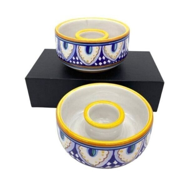 Deruta Italy Dip Amano Mano Franco Mari Artist Signed Candle Stick Holders - Picture 13 of 13